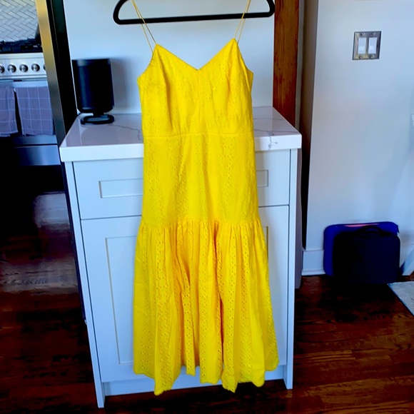 J Crew yellow eyelet midi dress - Picture 2 of 4